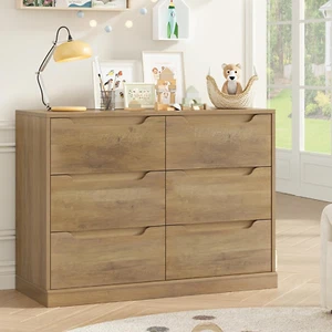 Modern 6 Drawer Dresser for Bedroom, Double Chest of Drawers with Storage, Large - Picture 1 of 10