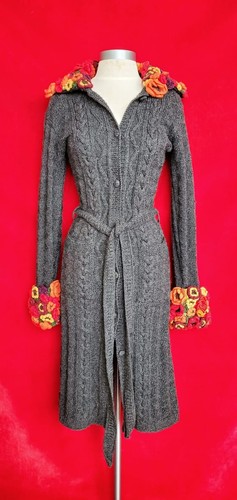 Cappotto maglione lungo vintage Moschino economico e grigio lana lavorato a maglia taglia 42