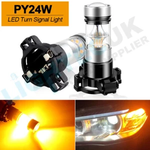 2x CanBus PY24W 5200s 100W Amber LED Turn Signal Indicator Bulbs Error Free BMW - Picture 1 of 12