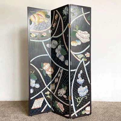 Chinese Hand Carved and Painted Room Divider - 3 Panels - Image 1 of 4