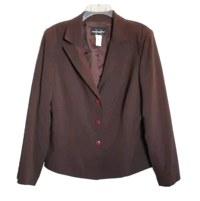 Requirements Brown Long Sleeve 3 Button Lined Blazer Jacket Separate Women Sz 14 - Image 1 of 3