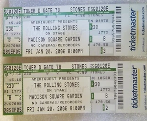 Pair Unused Tickets Rolling Stones Madison Square Garden Jan 20, 2006 MINT - Picture 1 of 2