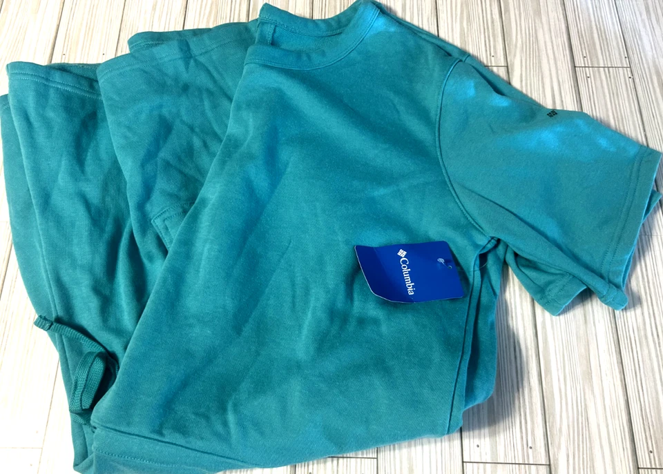 With Tags Womens Columbia AL7503 Trek French Terry Romper Bright Aqua XL