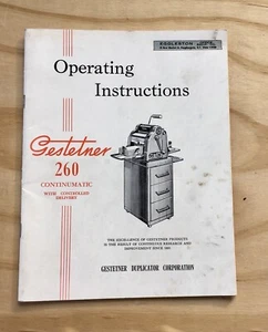Rare Gestetner Duplicator Model: 260 Full Page Operating Instructions Manual - Picture 1 of 3