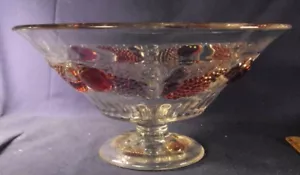 Westmoreland Della Robbia Bowl large footed 11.75" ruby stained fruit N - Picture 1 of 4