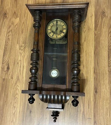 Antique German Kienzle Wall Clock Muschel Gong Walnut Cover