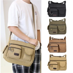 Bolso bandolera de lona para hombre bolsos mensajeros para libro de hombro bolso escolar vintage - Imagen 1 de 16