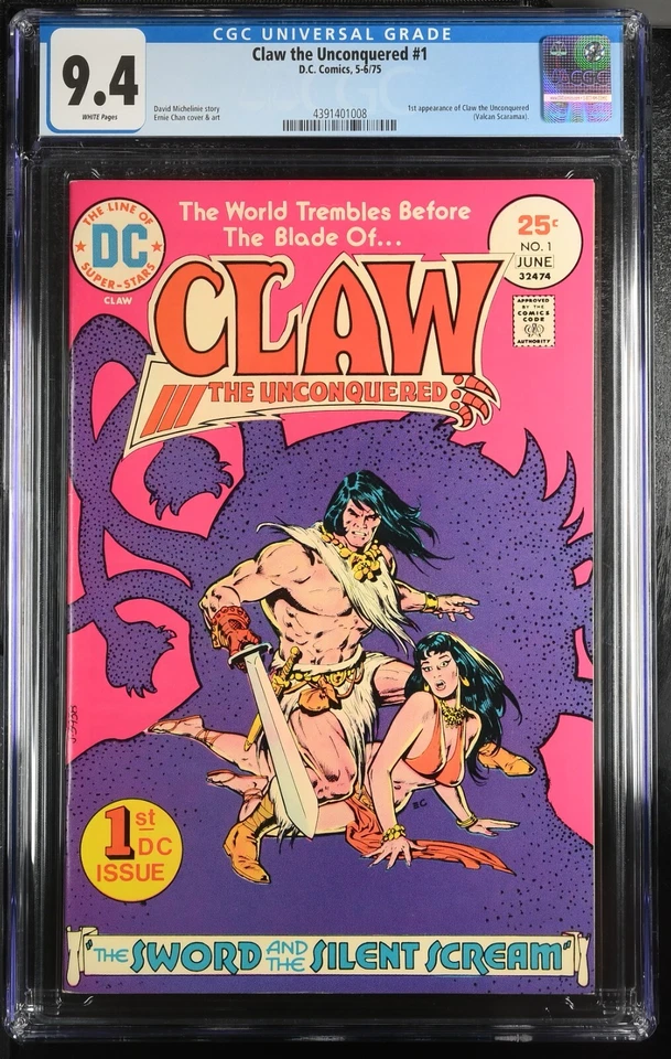 🔥CLAW THE UNCONQUERED #1 CGC 9.4 WHITE PAGES, 1st APP of CLAW, DC COMICS 1975 - Image 1 of 4