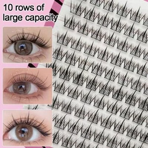 Schwarz/Braun Natürliche Manga Wimpern Große gedämpfte Rollen Wimpern - Picture 1 of 22