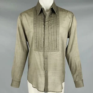 CoSTUME NATIONAL Size M Taupe Cotton Blend Tuxedo Long Sleeve Shirt - Picture 1 of 8