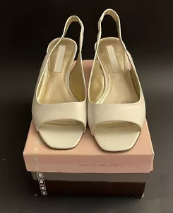 Bandolino White Patent Leather Womens Slingback Shoes, Peep Toe, Wedges Size 8 M - Picture 1 of 11
