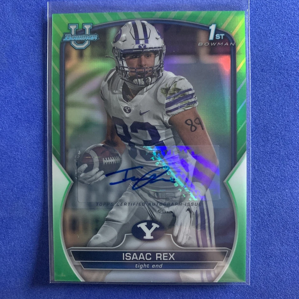 2022 Bowman Chrome U 1st  - Isaac Rex Green Refractor Auto /99 - BYU - Image 1 of 4