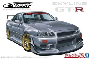 Aoshima 1/24 Scale Model Tuned Car Kit C-West Nissan Skyline GT-R R34 BNR34 2002 - Picture 1 of 4