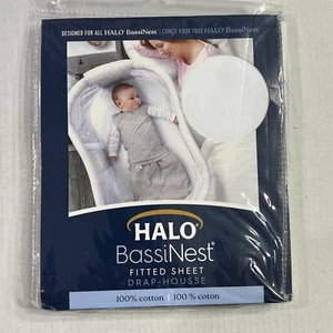 HALO BassiNest Fitted Sheet 100% Cotton White NEW - Picture 1 of 1