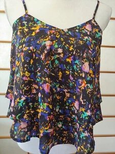 Camicia donna Eclair nera e multicolore a strati Cami nuova con etichetta piccola - Foto 1 di 3