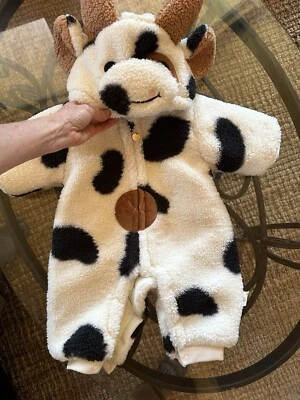 Insulated Thick Plush Holstein Black / White Cow Plush Fleece One Piece SnowSuit - Image 1 of 4