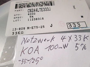 Arreglos 4 x 33K, SMD, SMT, 5%, 8 polos, KOA, lanza CN2A4LTE333J, 50 unidades - Imagen 1 de 1