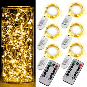 6 Pack Fairy Lights Battery Operated with Timer 2pcs Remote 6.5ft 20led Warm Whi - Picture 1 of 9