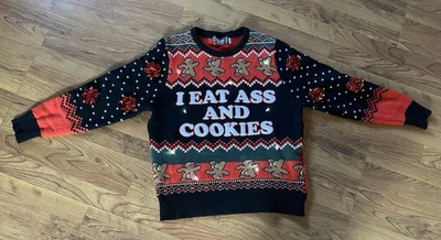 Suéter Feo Spencer’s I Eat Ass And Cookies Navidad ENCENDE GRANDE Foto 1 de 4