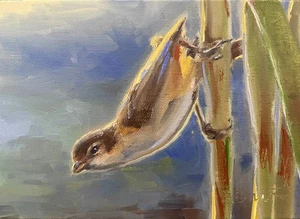 Original Oil Painting, 5"x7" Small, Bird, Warbler by Gary Bruton - Picture 1 of 1