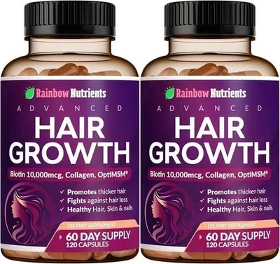 2 PACK NUEVO!  Rainbow Nutrients Crecimiento Avanzado del Cabello - Prevenir la Pérdida del Cabello Foto 1 de 4