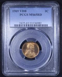 1909 VDB Lincoln Wheat Cent - 1c PCGS MS65 RD - Red - Picture 1 of 4