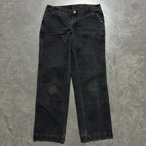 VTG Carhartt Black Kane Double Knee Duck Canvas Pants 100681 BLK Size 8 30x30 - Picture 1 of 7