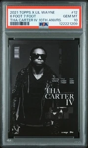 Tarjeta IV 2021 Topps X Lil Wayne Tha Carter PSA 10 gemas como nueva 6 pies 7 pies #12 a - Imagen 1 de 2