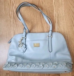 Tignanello Medium Dome Leather Bag Satchel Top Handles Tote Light Blue Zip Top - Bild 1 von 7
