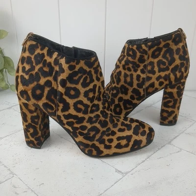 Sam Edelman Cambell Cheetah Leopard Print Calf Fur Ankle Boots US 8.5M EUC - Image 1 of 4