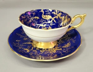 *RAR* Vintage Coalport Cairo Teetasse & Untertasse, Bone China, Kobaltblau/Vergoldet/EUC - Bild 1 von 9