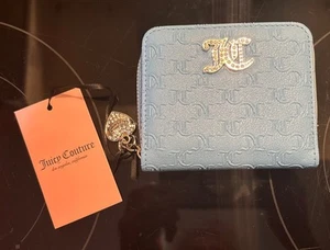 🩵 Cartera Juicy Couture That Bling Pequeña Cremallera Alrededor Nueva con Etiquetas - Azul Heritage - Imagen 1 de 6