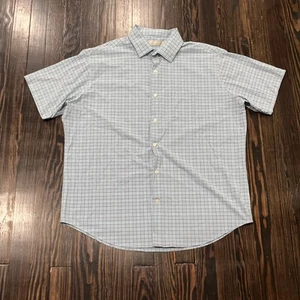 Peter Millar Featherweight Shirt Men’s XL Plaid Blue Nylon Spandex  - Picture 1 of 4