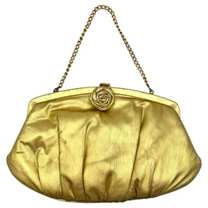 Borsa da sera convertibile vintage anni 60 Harry Levine NYC oro lamé pochette Juliart - Foto 1 di 10