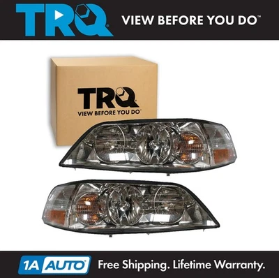 TRQ Headlight Assembly Set Fits 2003-2004 Lincoln Town Car Foto 1 de 4
