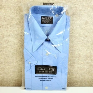 Vintage Dress Shirt, Short Sleeve 1960s 1970s Dagger Collar Disco Blue Pointed - Picture 1 of 11