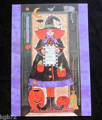 Leanin Tree Halloween Greeting Card Witch Pumpkin Moon Multi Color HW12 - Image 1 of 2