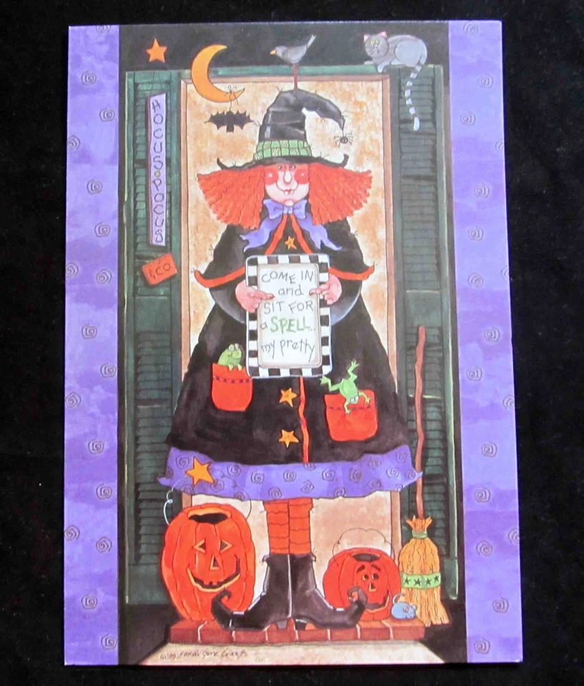 Leanin Tree Halloween Greeting Card Witch Pumpkin Moon Multi Color HW12 - Image 1 of 2