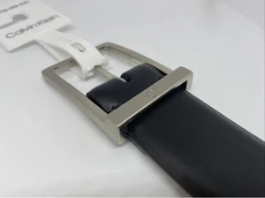 Belt Calvin Klein Men Pants Jeans XL 42-44 Silver Buckle Gray 11KA010013 new - Picture 1 of 7
