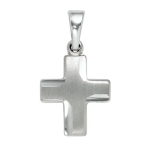 Ciondolo Croce Massiccio In Argento 925 Argento Sterling Parzialmente Opaco - Foto 1 di 1