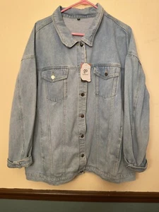 Gozoloma Women's Casual Loose Oversized Denim Jacket Long Sleeved 2X NWT - Picture 1 of 4