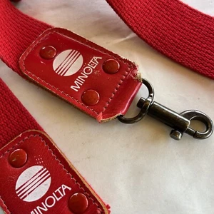 Minolta Camera shoulder strap Vintage Old Type Rare Japan Red Only - Picture 1 of 3
