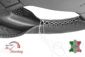FITS MACK PINNACLE CH600 05- BLACK PERF LEATHER STEERING WHEEL COVER LIGHT GREY - Picture 1 of 6