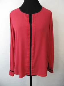 Calvin Klein Bluse Langarm Plissee vorne Größe L 46" Brust rosa D32 - Bild 1 von 8
