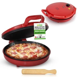 NutriChef Countertop Pizza Maker -Non-Stick Electric Pizza Oven w/ Spatula (Red) - Picture 1 of 7