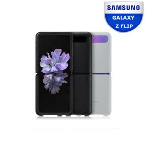 Genuine Samsung Galaxy Z FLIP Natural Calf Leather Phone Case Cover Light Gray - Picture 1 of 5