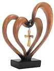  It Takes Three Heart and Cross 8.5 x 9.5 Resin Stone Pedestal Table Top Brown
