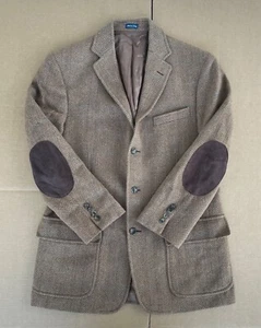 Blazer vintage Polo Ralph Lauren uomo L marrone lana di agnello tweed toppa gomito Italia - Foto 1 di 10