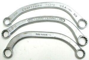 Qty 3 Vintage 9/16'' x 5/8'' Starter Manifold Box End Wrench Craftsman -V- 94376
