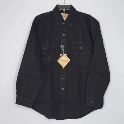 Men's Chesterfield Large Black Cotton Denim Button Up Long Sleeved Pocket Shirt - Image 1 of 4